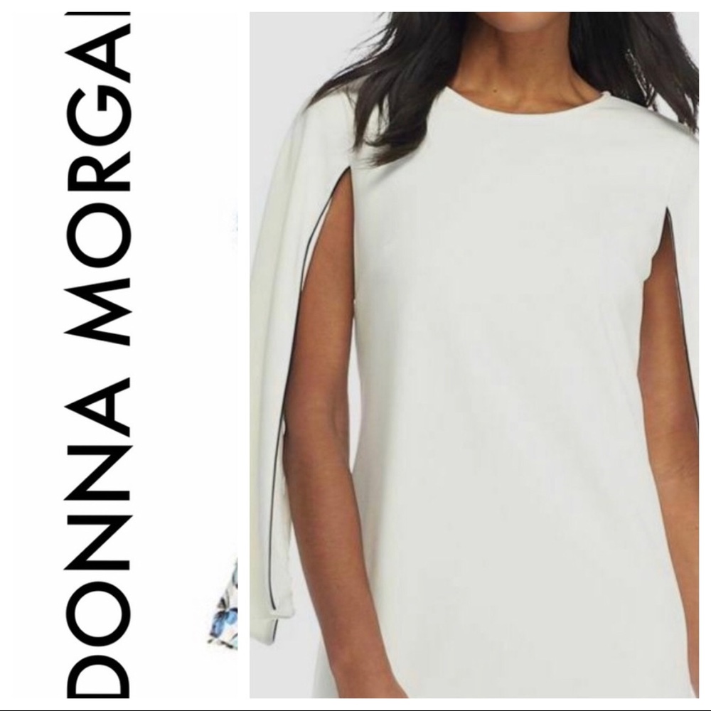 Donna Morgan white cape dress